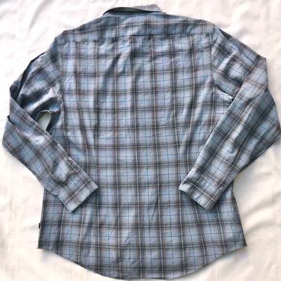 John Varvatos shirt button down blue plaid long sleeve men’s size XL - Picture 7 of 9